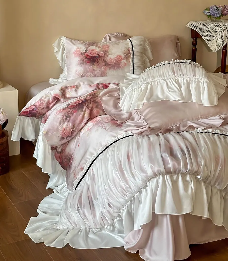 Элегантный комплект постельного белья fairyfair с цветочным рисунком зеленого и