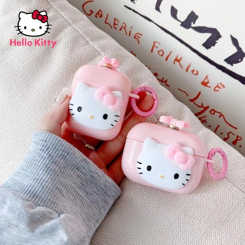 

Симпатичный мягкий чехол Hello Kitty с самодельным Bluetooth, Мультяшные беспроводные наушники 2 поколения, мягкий чехол