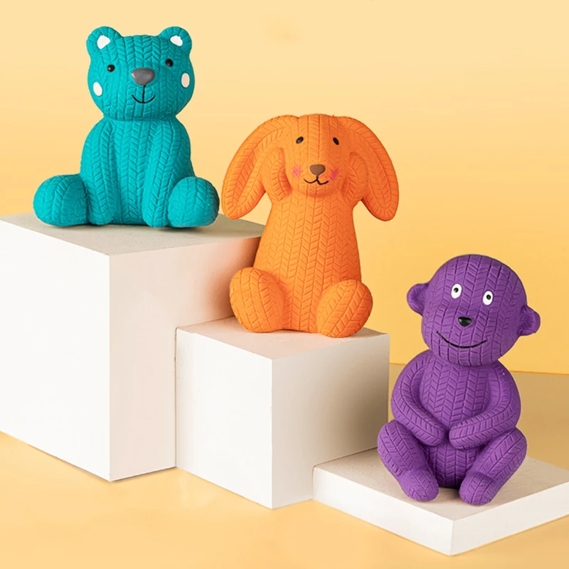 

Squeaker Dog Training Toy Non Toxic Latex Cartoon Shape Cleaning Tooth Pet Chew Toys For Small Dogs Durable Pets Accessories