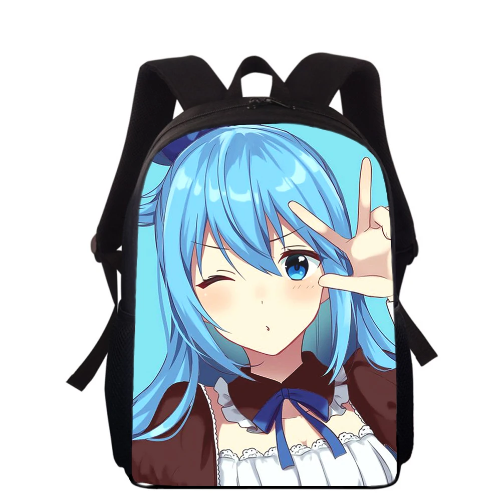 Konosuba Aqua cute Anime 15” 3D Print Kids Backpack Primary School Bags for Boys Girls Back Pack Students School Book Bags