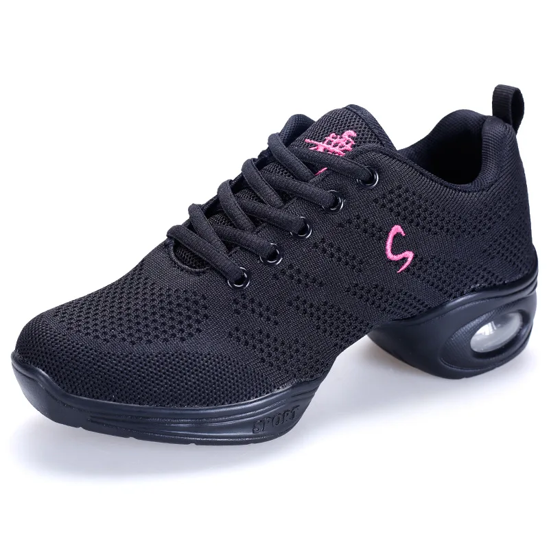 Dance Sneakers Women Jazz Shoes Black Mesh Outdoor Female Hip Hop Ballroom Modern Dancing Shoes Light Ladies Casual Sports Shoes