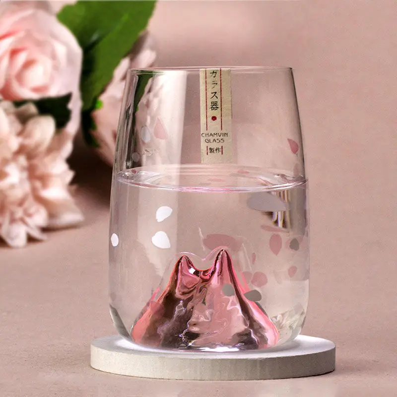 

Creative glass cherry blossom cup Japanese wine glass wine glass set shot glasses tumbler cups in bulk whiskey glass lot tequila