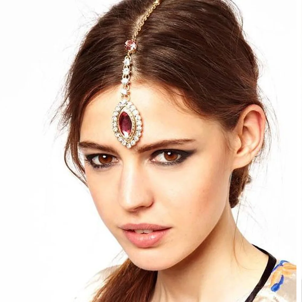 

Украшения Stonefans, красный цвет, аксессуары для волос, свадебная тиара невесты в стиле бохо, свадебные украшения, повязка на голову для девичве...