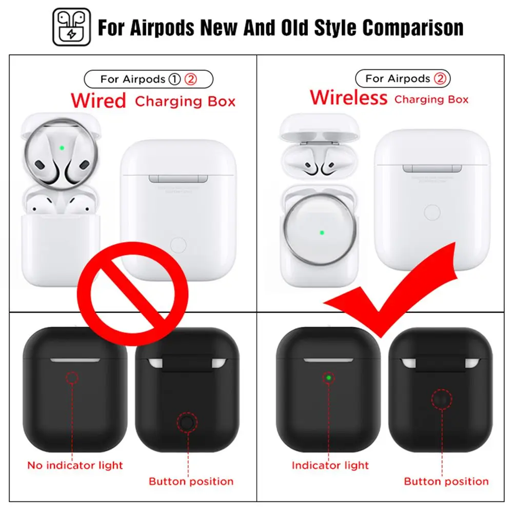 Защитный чехол для беспроводных наушников Airpods 2 цвет в ассортименте
