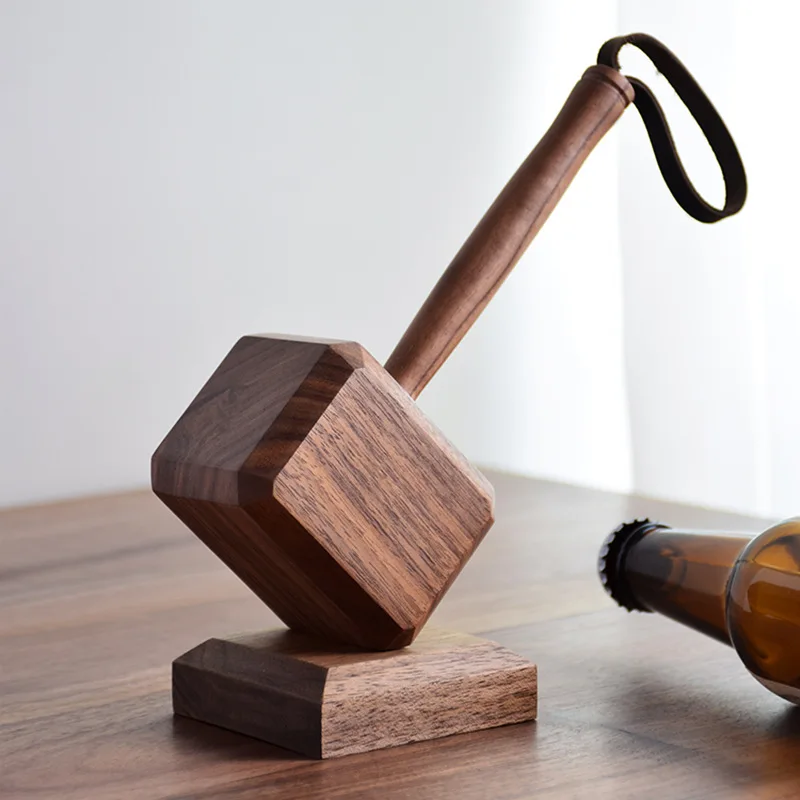 

2022 New Thunderhammer Bottle Opener Personality Home Beer Driver Creative Home Decoration Black Walnut Desk Decor