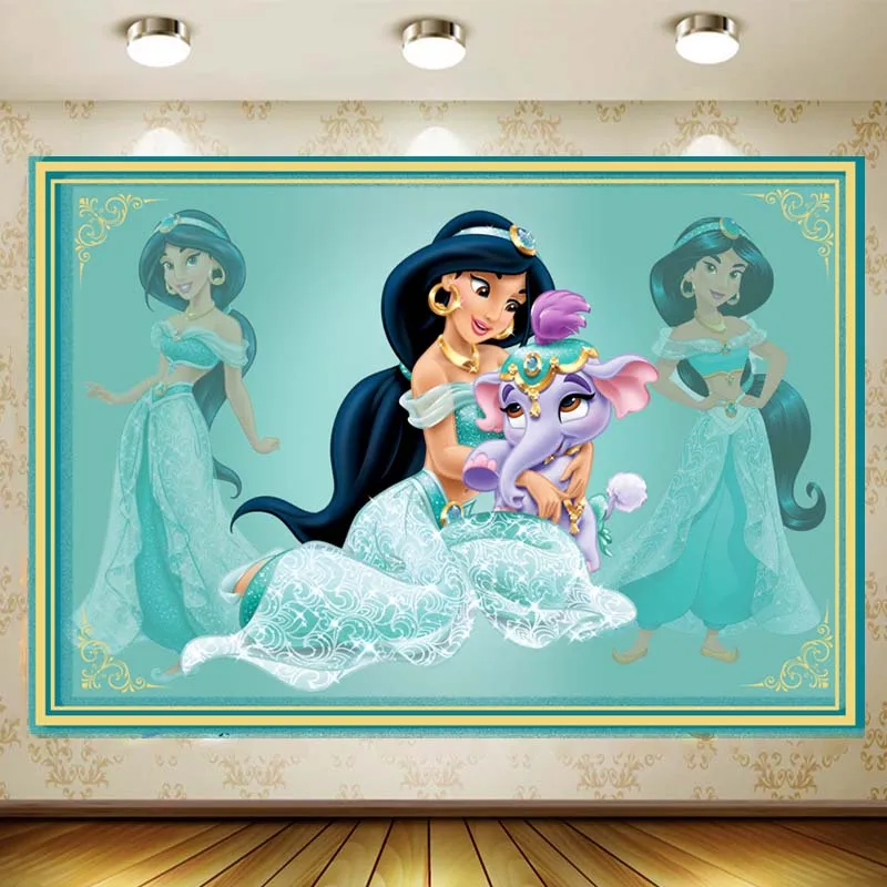 Princess Jasmine Tapestry Background Aladdin Wedding Decor Backdrop Birthday Party Banner Home Decoration Baby Shower Supplies