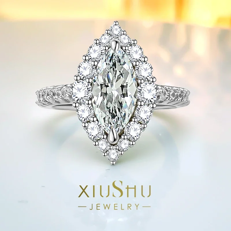 

Horse Eye 925 Sterling Silver Ring Set with High Carbon Diamonds for Versatile Design