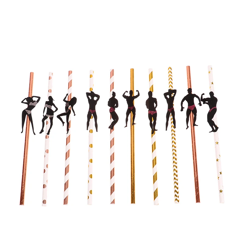 

6Pcs Bachelorette Party Decorations Straws Stripper Dancing Men Straws Mexican Fiesta Party Drinking Favors Adult Party Supplies