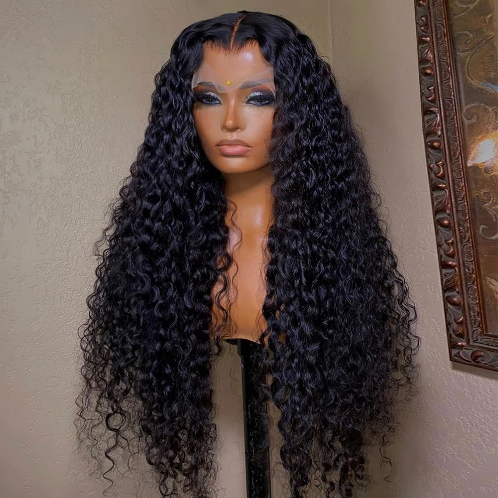 

Glueless Soft 180 Density Deep Kinky Curly 26“Long Natural Black Lace Front Wigs For African Women Babyhair PrePlucked Daily