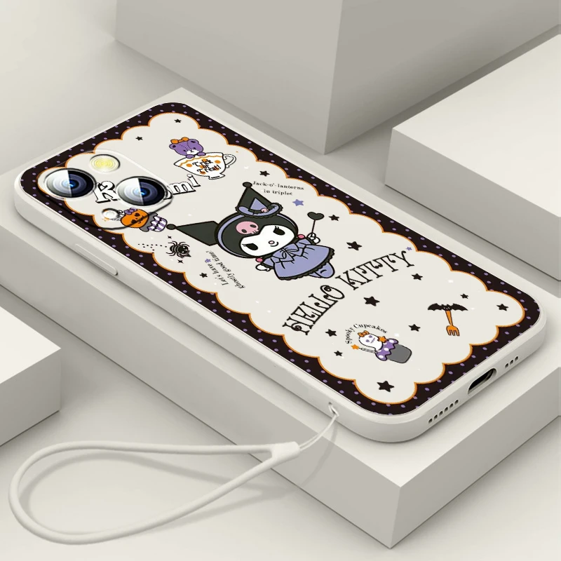 

Kulomi Sanrio Melody Cartoon Phone Case For Apple iPhone 14 13 12 Mini 11 XS Pro Max X XR 8 7 SE Plus Cover Liquid Rope Funda