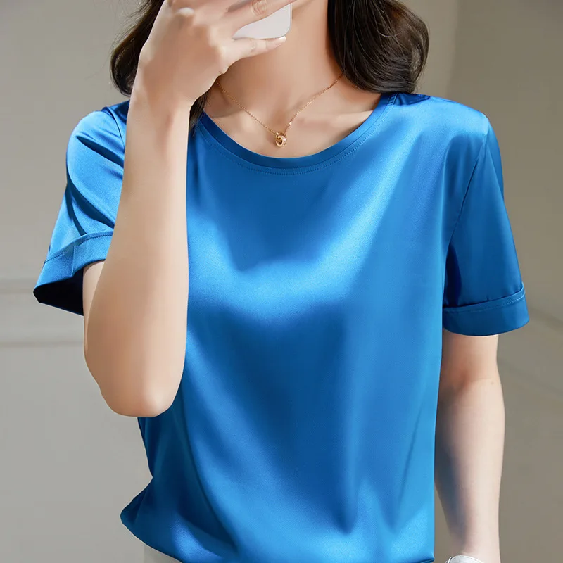 Тяжелая шелковая футболка для женщин белая высококачественная и атмосферная