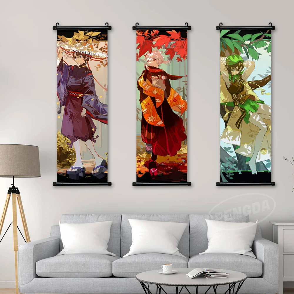 

Canvas Print HD Painting Genshin Impact Wall Art Anime Picture Kaedehara Kazuha Poster Home Room Decor Barbatos Hanging Scrolls