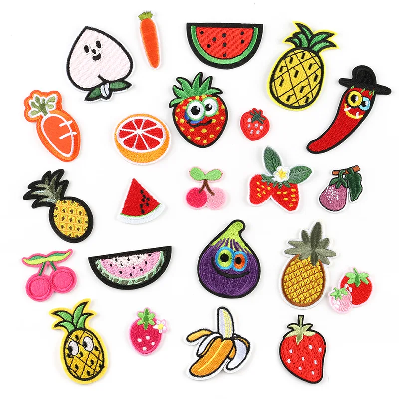 

23Pcs Cartoon fruit Series Iron on Embroidered Patches For on Clothes Hat Jeans Sticker Sew-on Patch Applique Badge Decor
