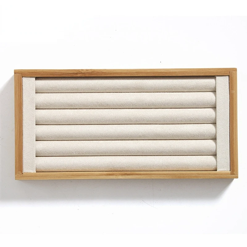 Natural Bamboo Solid Wood Jewelry Display Tray Necklace Ring Earring Storage Box Jewelry Organizer for Jewelry Display