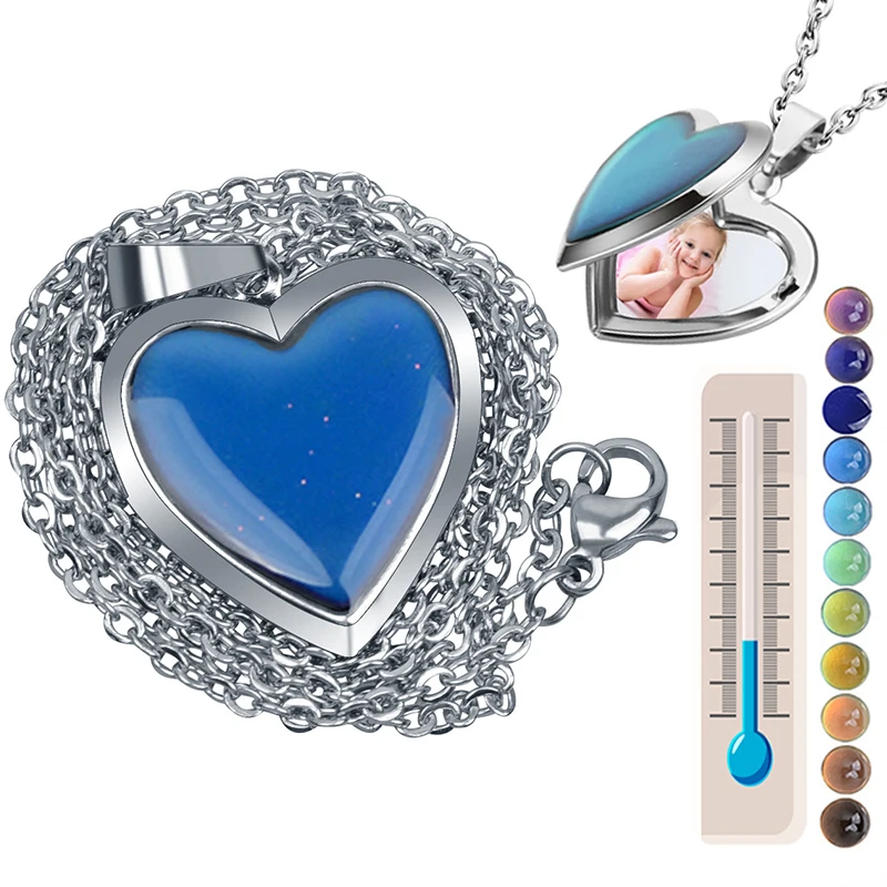 

Mood Necklaces Locket Peach Heart Love Pendant Necklace Temperature Control Color Change Choker Chains Fashion Jewelry Gifts