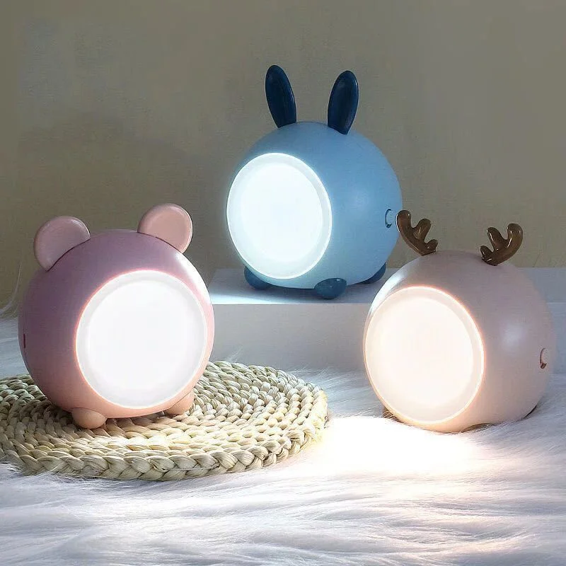 LED Night Light USB Rechargeable 3 Colors Dimming Touch Table Lamp Cartoon Cute Bedroom Decor Bedside Lamp