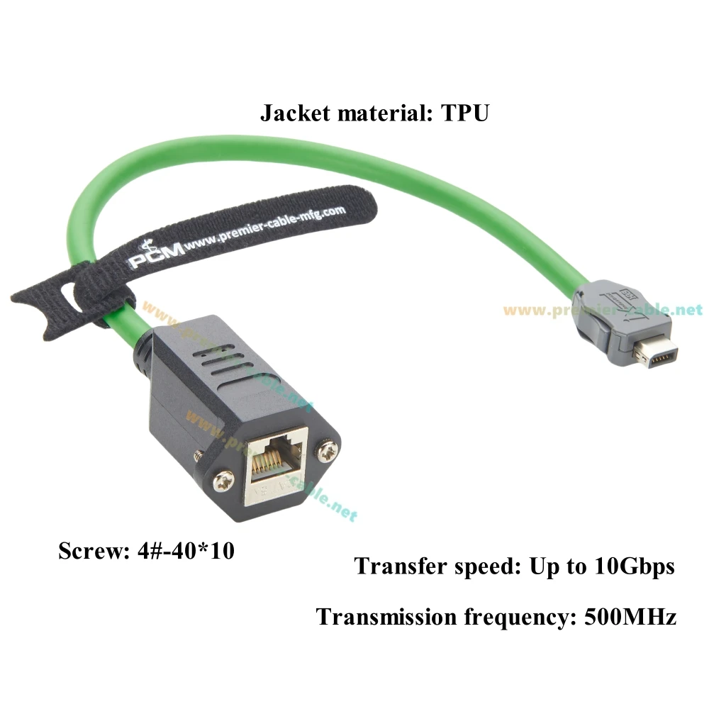 Фото IX40G-B-10S-CV(7.0) IX B-разъем на RJ45 (гнездо), кабель с винтовым креплением на панель, модульный разъем RJ45, промышленный кабель Ethernet Cat6A для камер №3