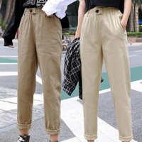 harem pants leisure elastic waist loose korean style women trousers for daily wear