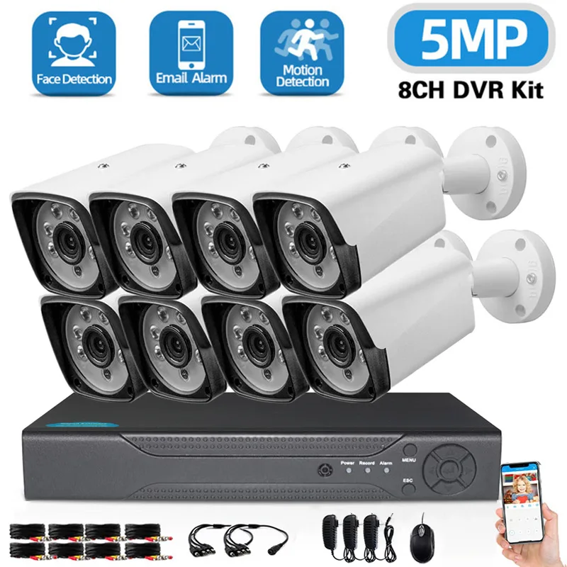 

CCTV Surveillance Camera 5MP AHD DVR 4CH 8CH 16CH Kit Analog Security Monitoring System Outdoor Waterproof Infrared Telecamera