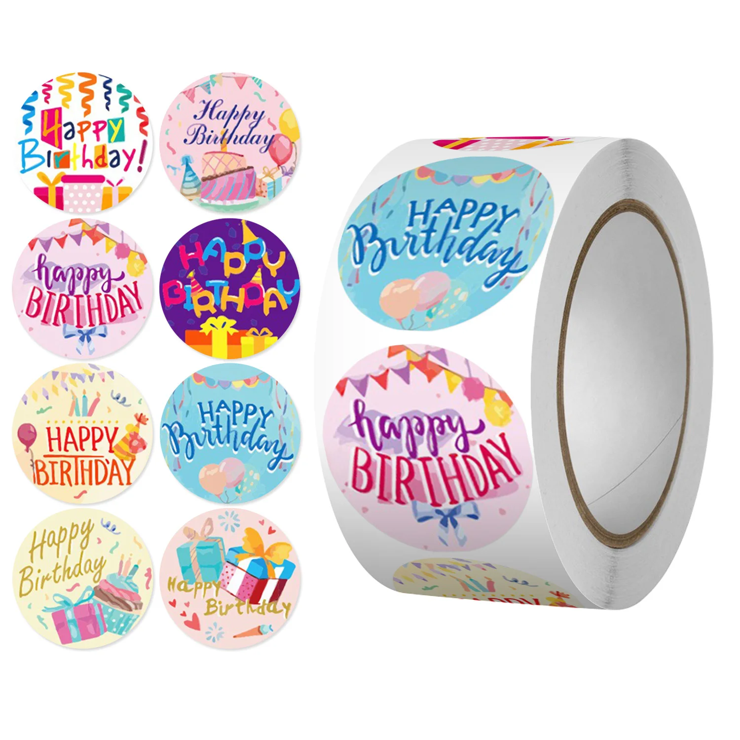 

100-500pcs Cute Cartoon Happy Birthday Sticker For Gift Wrapping Birthday Party Decoration Baby Shower Scrapbooking Stickers