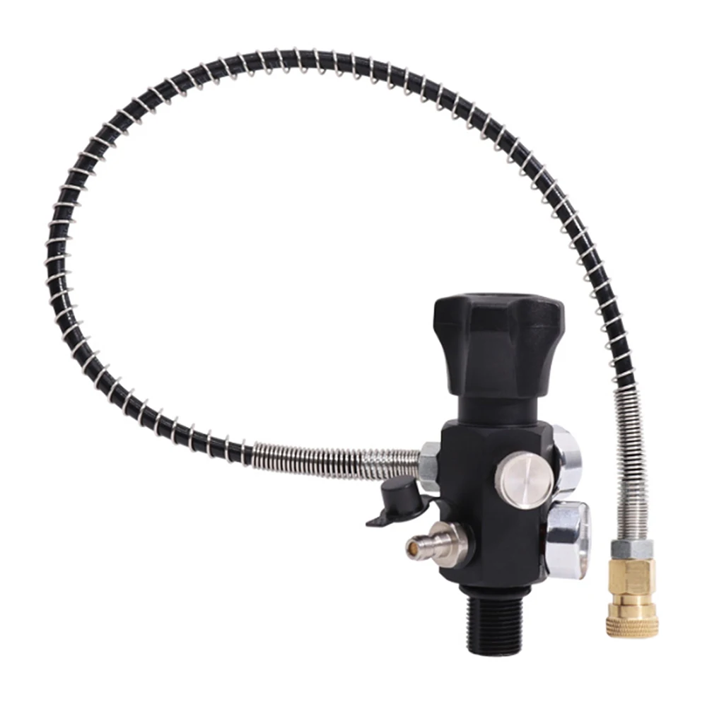 

TUXING 4500PSI Paintball Fill Station Pcp Air Gun Tank Charging Valve Charging Dual Gauge with 24" Inch High Pressure Hose