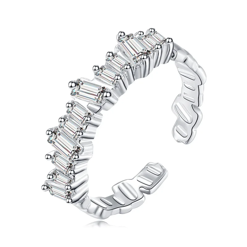 

Women's Fashion Luxury 925 Silver Platinum Rose Gold AAA Zircon Irregular Rectangle Ring Silver wedding jewelry