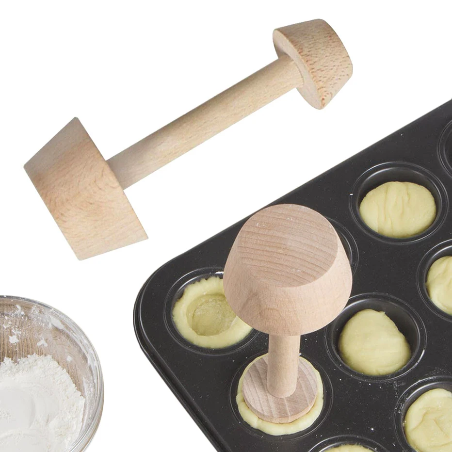 

DIY Wooden Tart Pastry Tamper Mini Pan Mold Double Sides Durable Egg Maker Mould Pusher Baking Eggtart