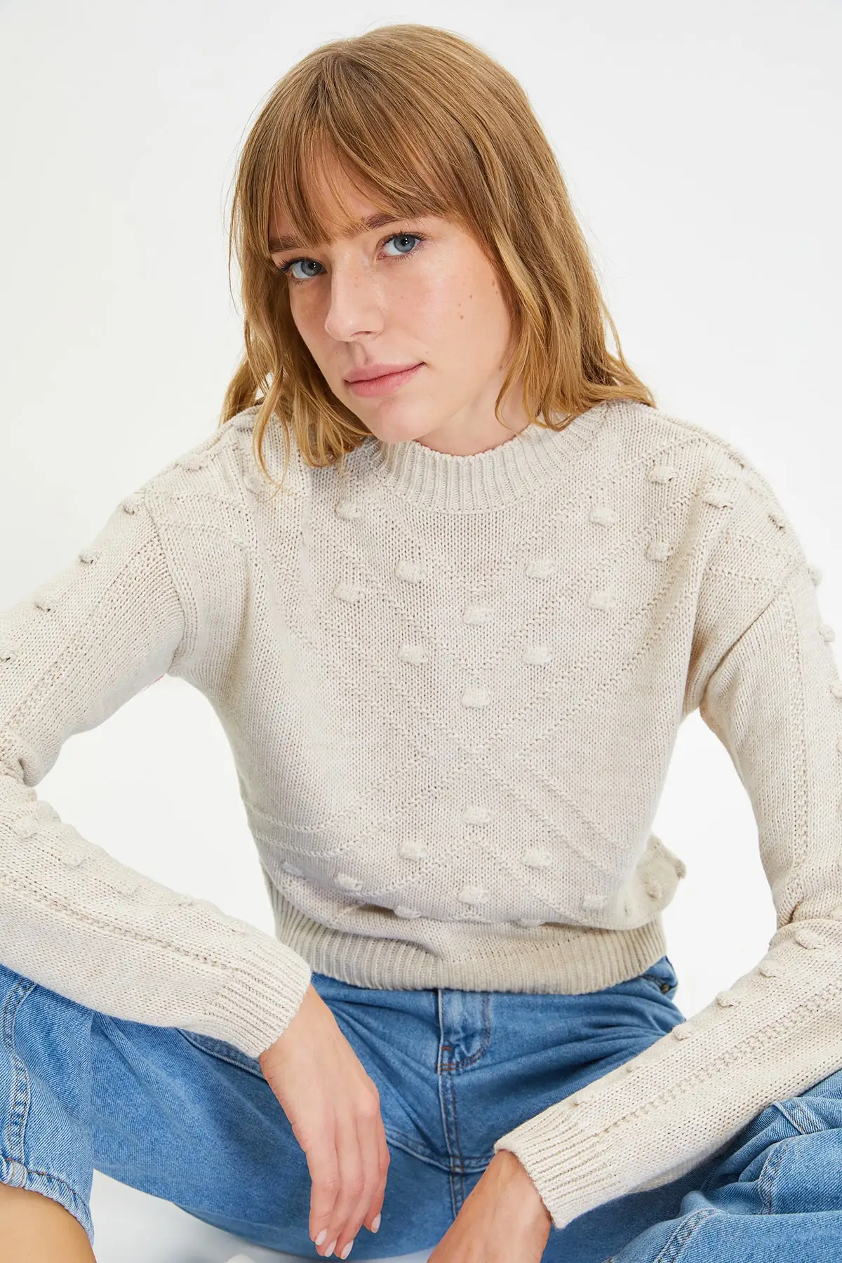 Trendyol Mesh Detailed Knitwear Sweater TWOAW22KZ2548