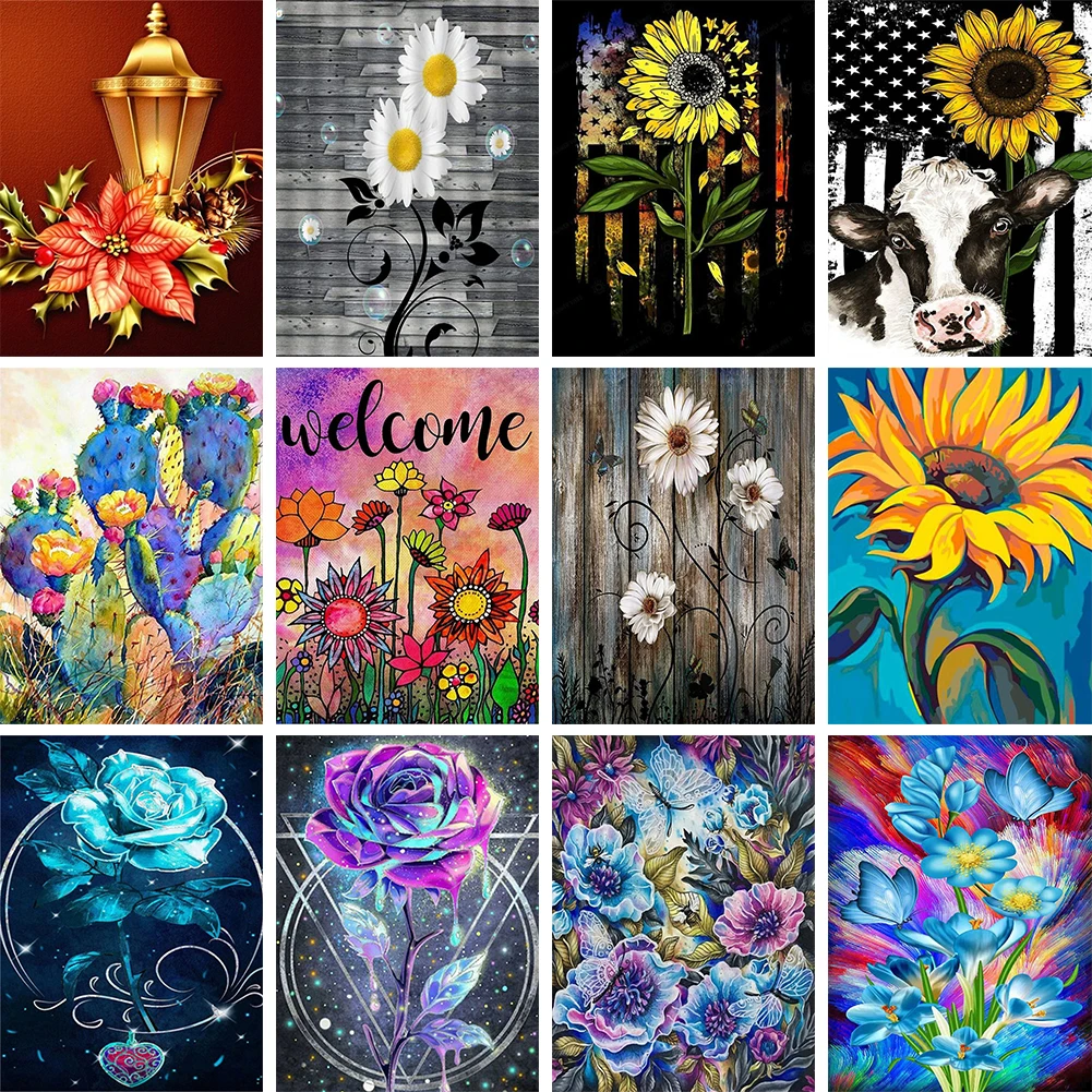 

5D DIY Full Round Drill Diamond Mosaic Flower Series Mosaic Kit Rhinestone Drawing Picture Home Decoration Art Craft
