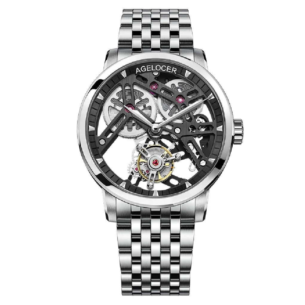 

AGELOCER Hollow Flying Tourbillon Men Watch Mens Mechanical Watches Tourbillon Skeleton Watch Men Relogio Masculino