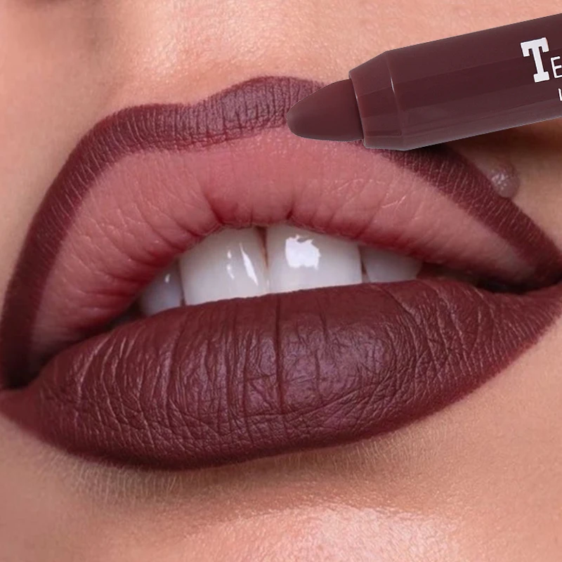 12 Colors Lip Makeup Lipstick Pen Waterproof Long Lasting Non-stick Cup Matte Nude Lipliner Cosmetics