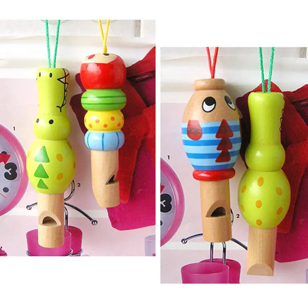 

Cartoon Animal Wooden Whistle Hanging Music Instrument Kids Developmental Toy funny Musical Classic Toys