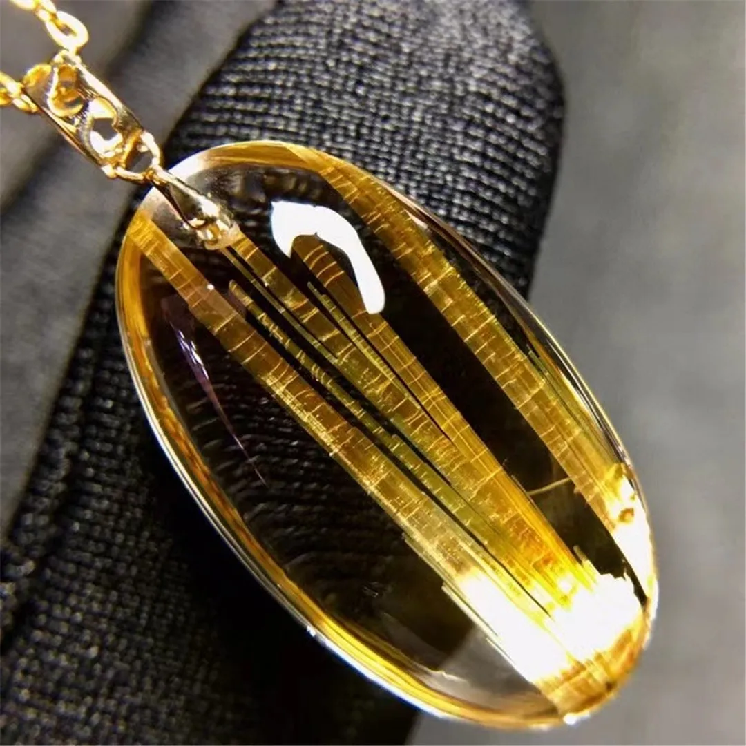 

Цепочка с подвеской из натурального кварца, 22x12x6 мм