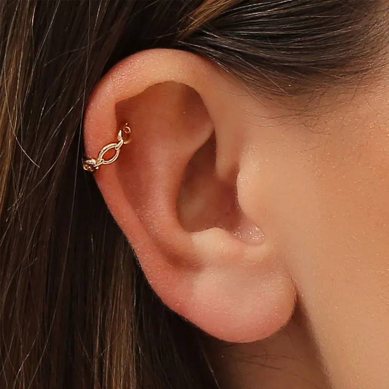 

Fashion Personality Earrings Without Ear Hole Star Wrap Clip On Earrings for Women Chain Hollow Ear Cuff Fake Earring Piercing