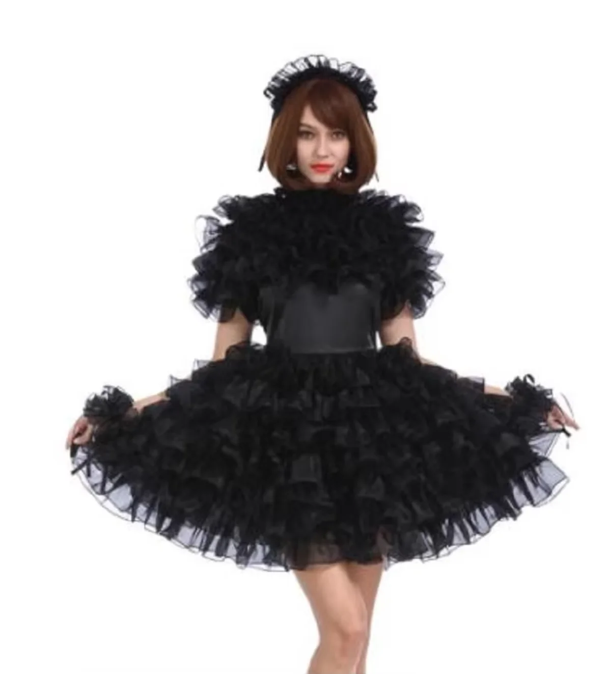Сисси may Girl запираемое черное атласное пушистое платье из органзы уникальное