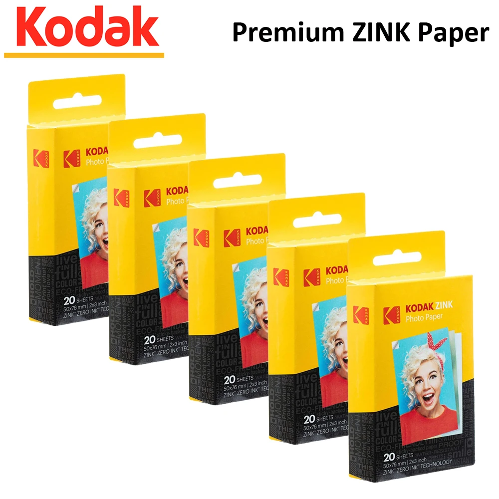 

2022 For Kodak 2"x3" Premium Zink Photo Paper 20-100 Sheets Compatible with Kodak Smile, Kodak Step, PRINTOMATIC