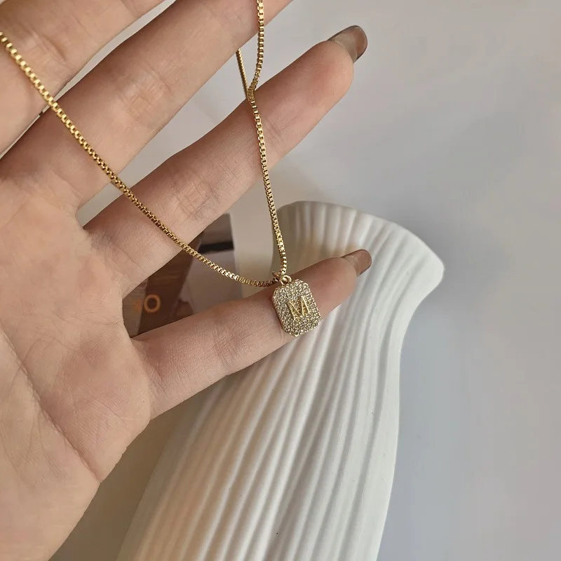 97 Shop Diamond Letter Necklace Women New Simple Temperament Choker Light Luxury Pendant |