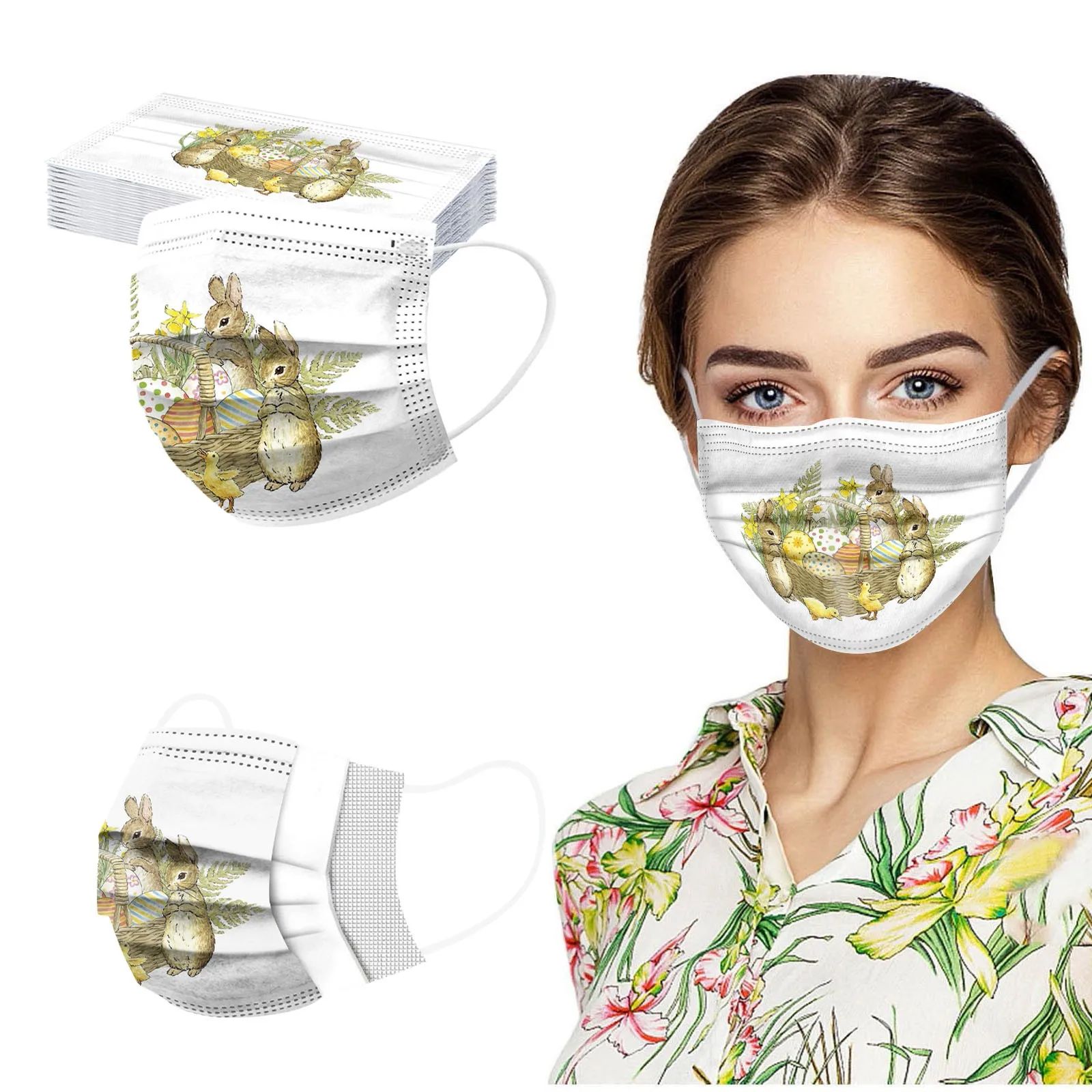 Маска одноразовая для взрослых монохромная защитная маска с пасхальным принтом