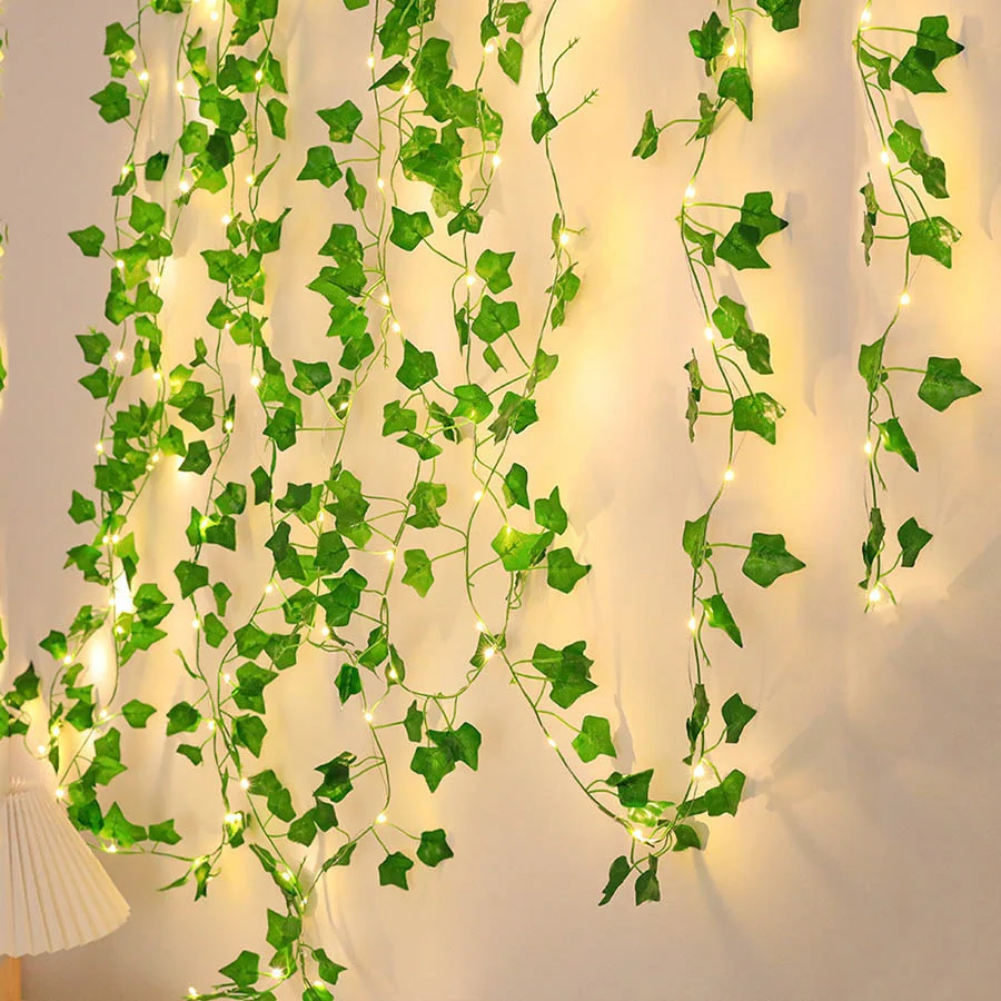 

Artificial Ivy Leaf Fake Plant Vine String Light Battery Operated Green Maple Leaf Garland Fairy Light Greenery Room Wall Decor