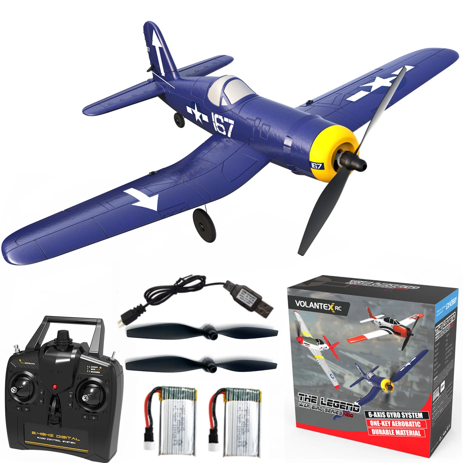 Радиоуправляемый самолет Volantex F4U Corsair, один ключ, аэробика, 2,4 ГГц, 4 канала, пенопласт, 400 мм, летательный аппарат с пультом дистанционного управления, истребитель самолета 761-8