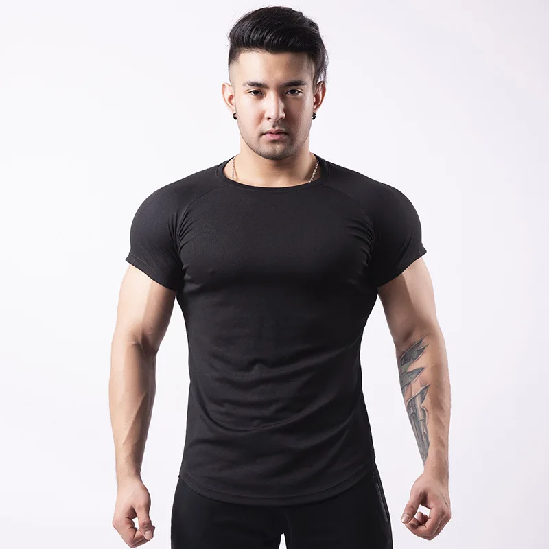 Men's Running T-Shirt New Summer Quick-Dry Sports Mesh Short Sleeve Fitness Workout Training Breathable Sportswear Gym Clothes