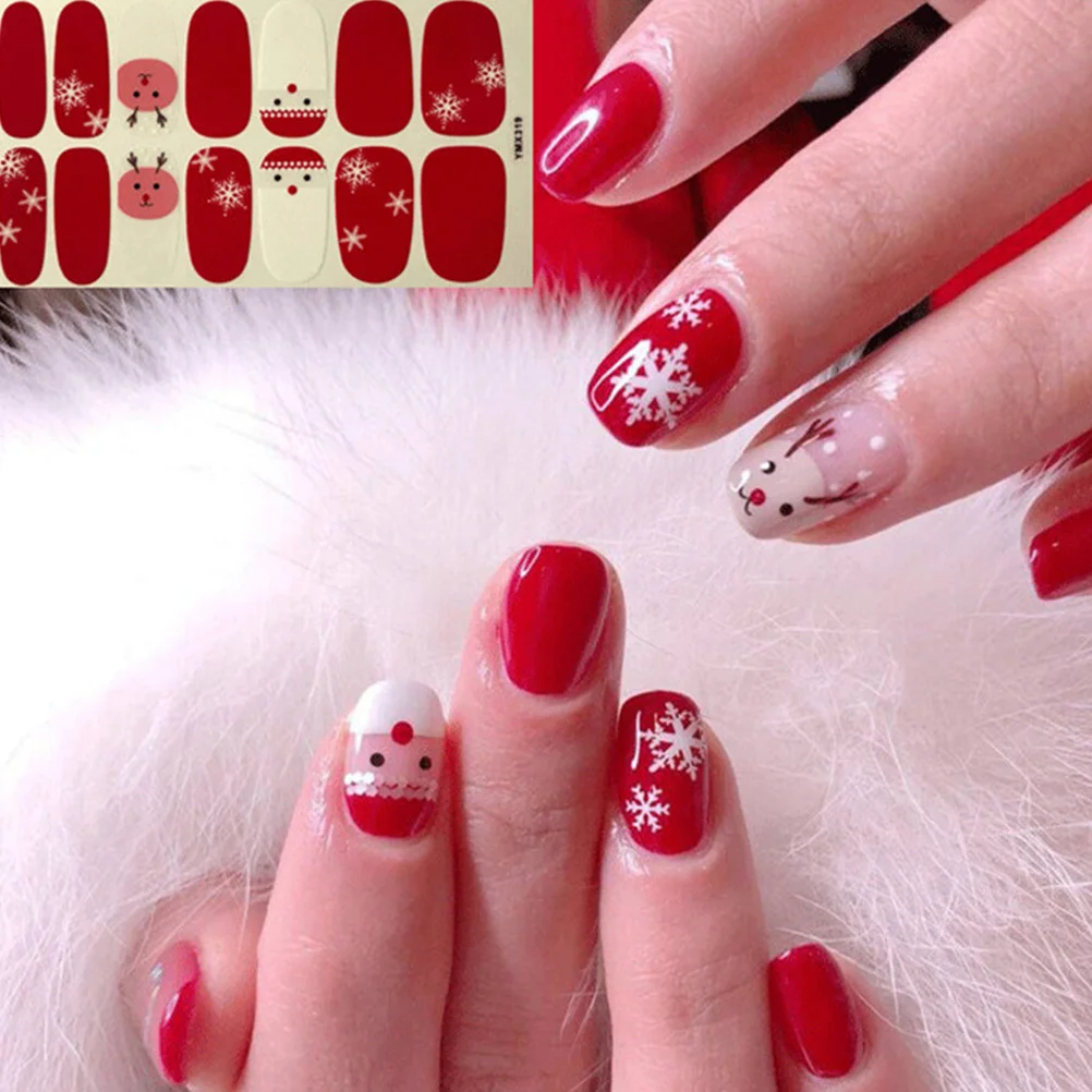 8 листов профессиональных наклеек для ногтей женщин на Рождество полная паста