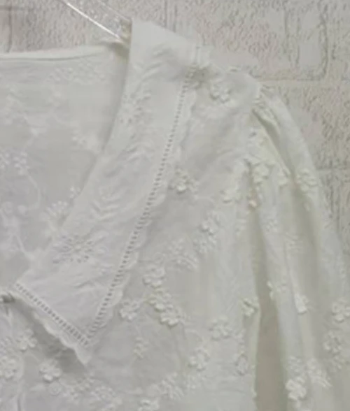 

Women Shirt 2023 White Embroidered Spring and Autumn New Loose Mid-sleeved Top