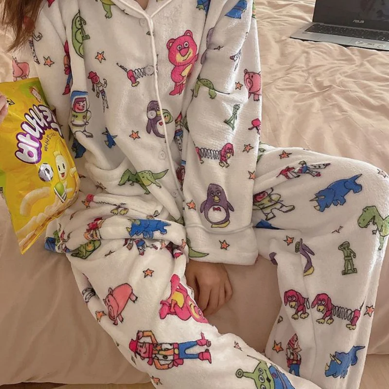 Женская Мягкая фланелевая Ночная рубашка и брюки