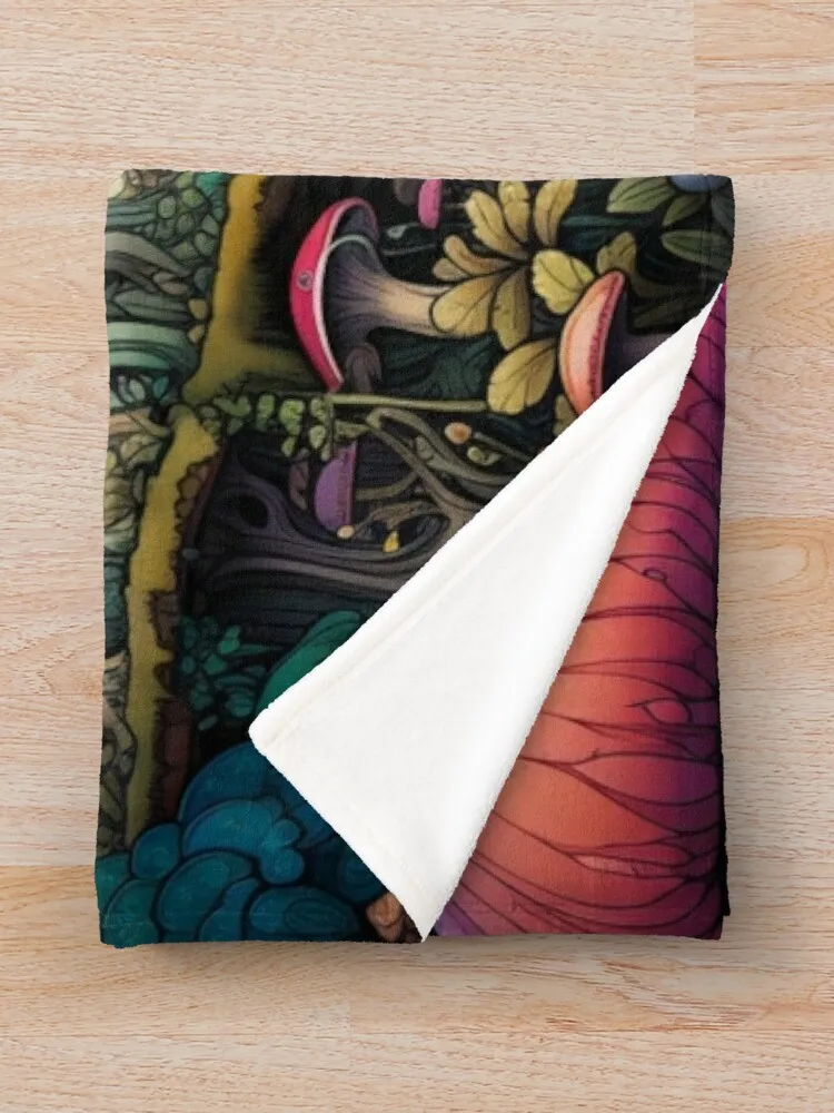 Мистический грибной лес с зачарованными гровками одеяло в стиле аниме