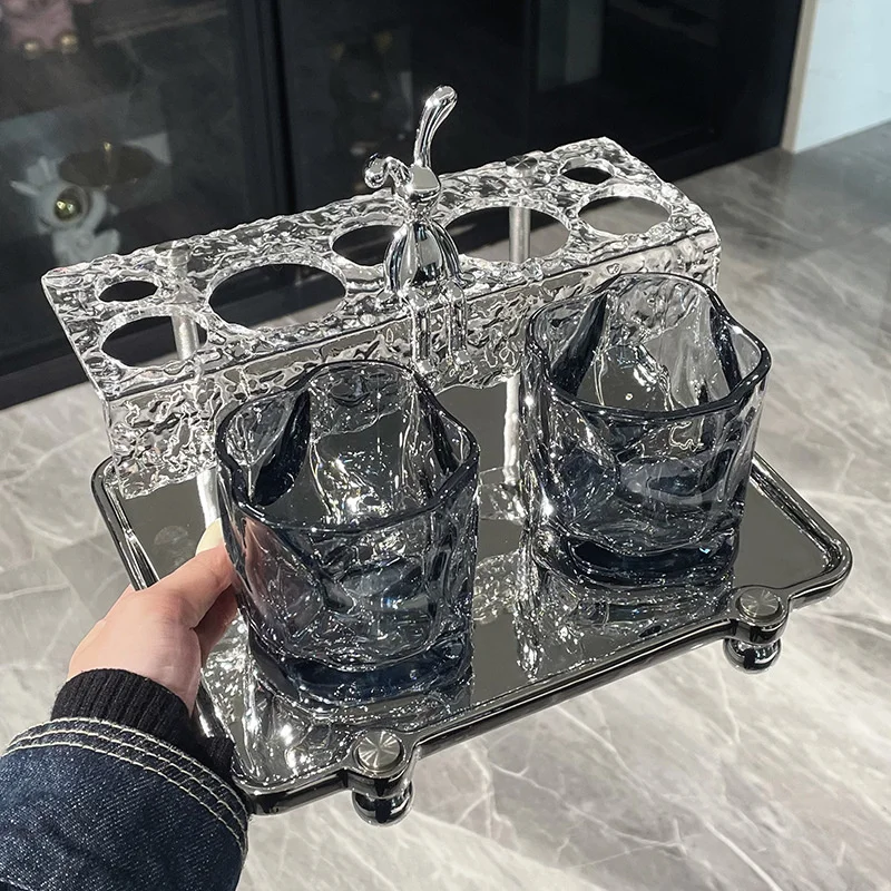 

Storage Tray Light Luxury Toothbrush Organizers Shelves Bathroom Wash Cup Storage System Toilet Table Gargle Cup Set Tooth Cup