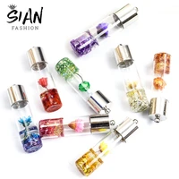 5pcslot big dried flowers bottle glass charms for pendant necklace keychains earrings diy jewelry makings handmade findings new