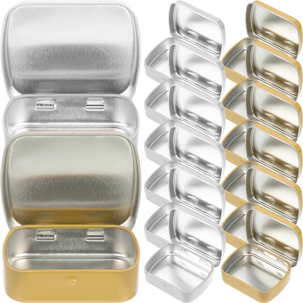 

20 Pcs Tin Box Iron Storage Holder Food Container Small Can Candy Cans Accessories Organizer Tinplate Containers Lids Case Mini