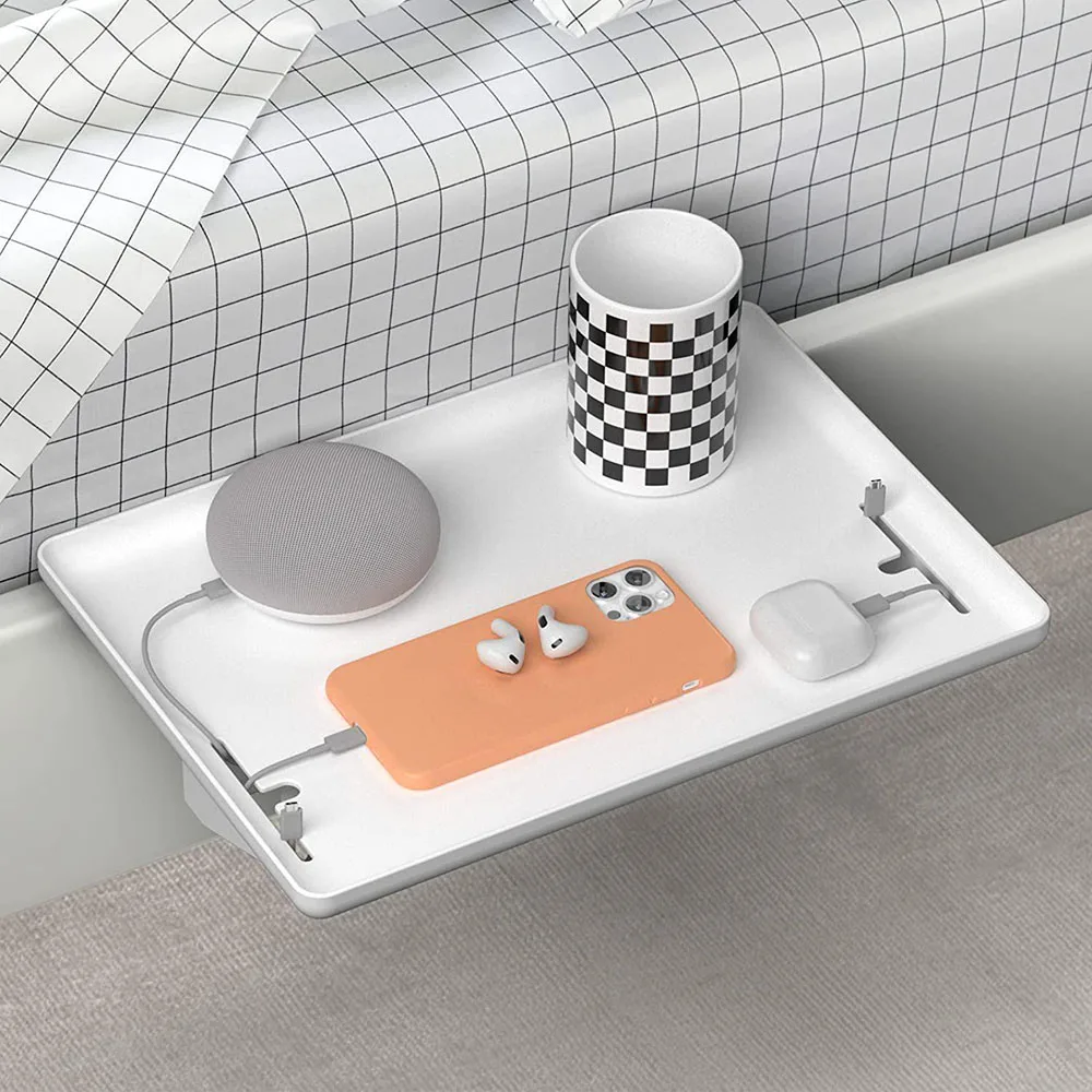 

Bedside Shelf for Dorm Racks Bed Side Tray Clamp On Shelf Floating Bedside Table Loft Bed Accessories for Bunk Bed Top Movable