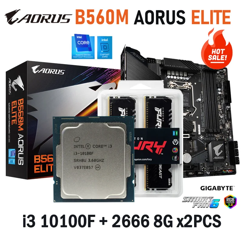 

Gigabyte B560M AORUS ELITE + i3 10100F Micro ATX Intel DDR4 5333(O.C.) Материнская плата 128G SATA с поддержкой 10 / 11 gen LGA 1200